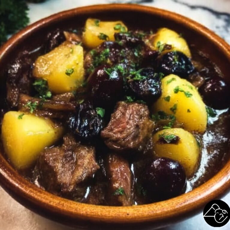 Beef Stew with Turkey Bacon, Apples, and Prunes Recipe